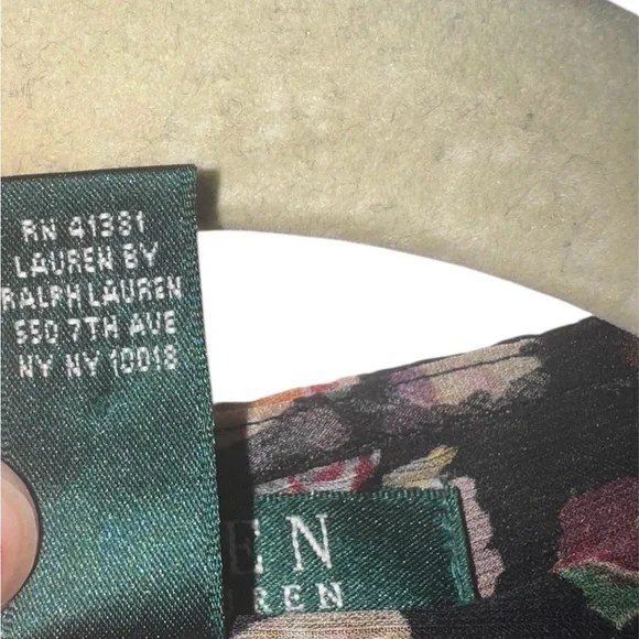 Lauren Ralph Lauren Sheer Floral Ruffle Blouse XL – Romantic Black Rose Print - Picture 9 of 9